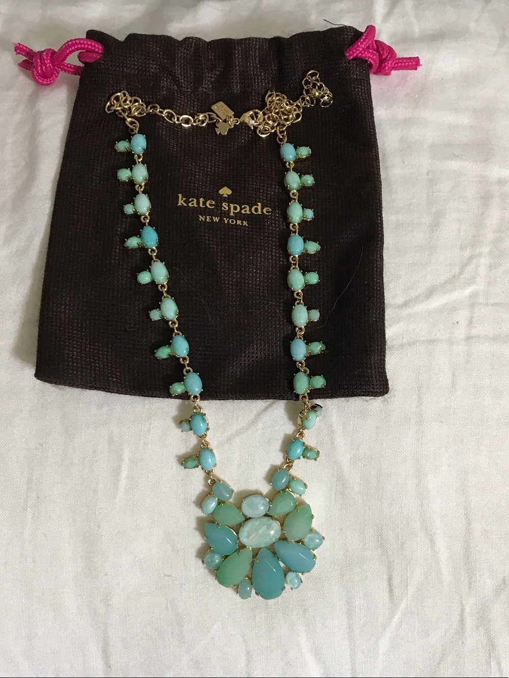 kate spade Mint Green Cluster Pendant Necklace with Gold-Tone Chain